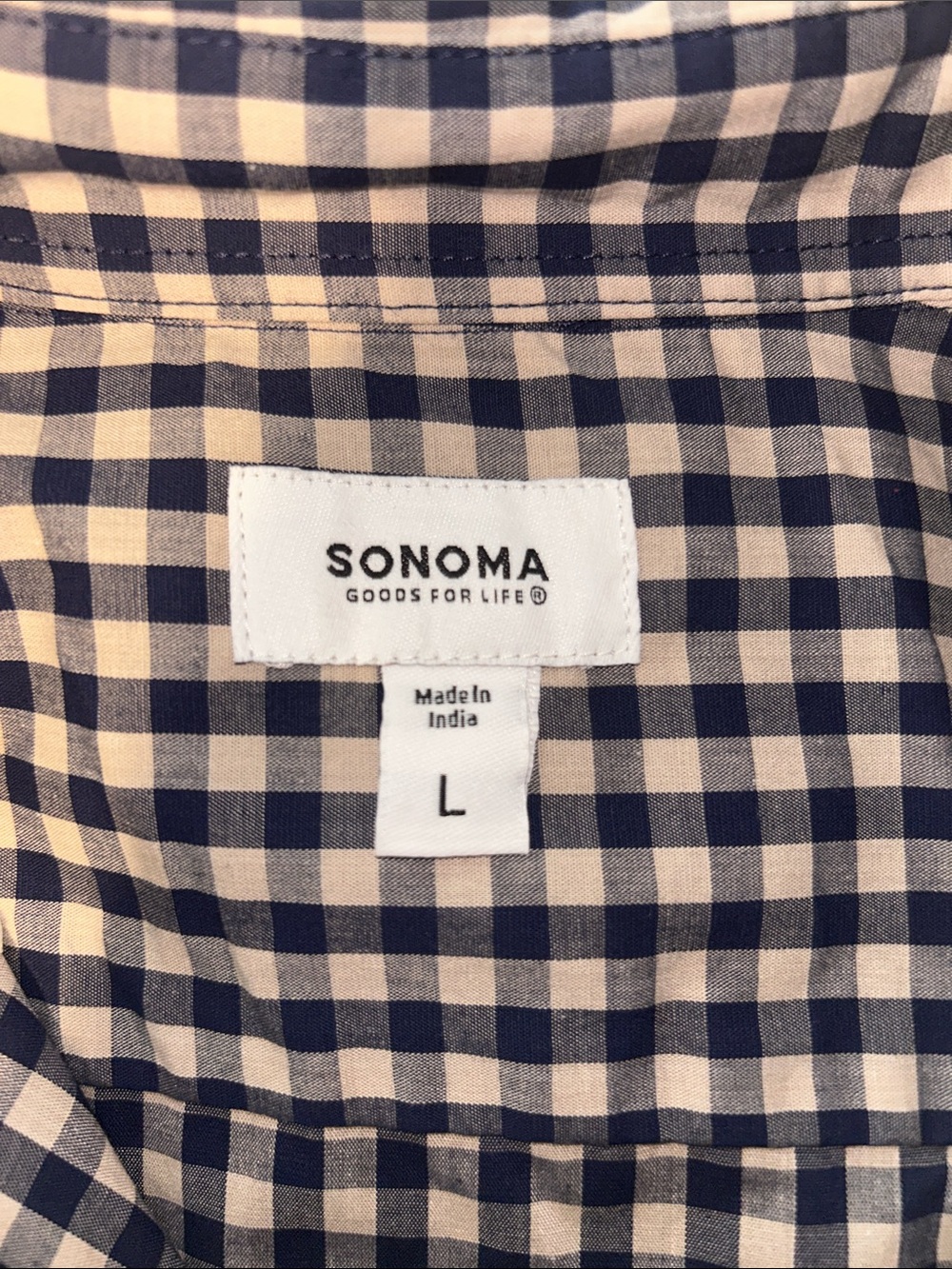 Sonoma Navy & White Gingham Button-Down Shirt - Men - Picture 2 of 4